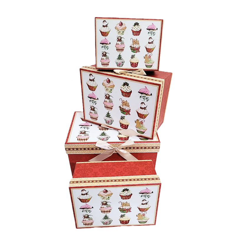 Set de 4 boîtes gigognes rectangulaires Cup cake -Dekoratief