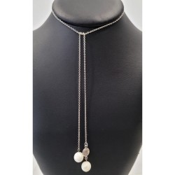 Collier Tac Tac avec perles en céramique blanches