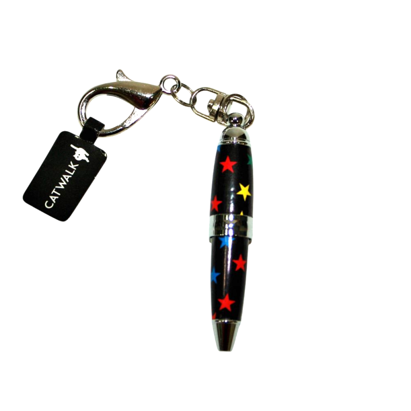 Mini stylo porte-clés Noir étoiles multicolores - Catwalk