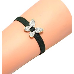 Bracelet élastique avec papillon doré en strass