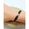 Bracelet élastique médaille rectangulaire avec strass