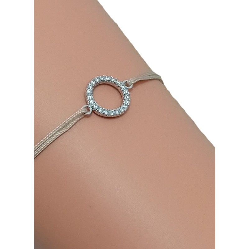 Bracelet cordon avec cercle sertie de zircons – Lycky Team