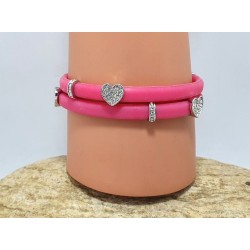 Bracelet double en silicone rose