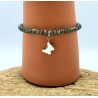 Bracelet en perles grises avec charm Papillon AG925 - Lucky Team