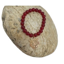 Bracelet rouge en perles Millénium avec charm tigre – Lucky Team