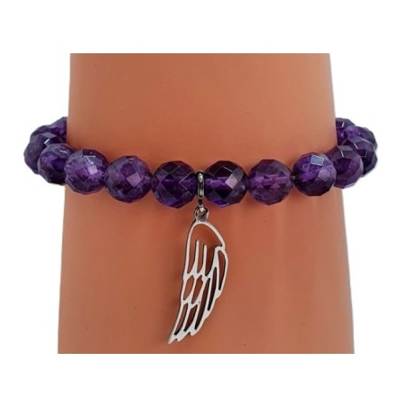 Bracelet violet en perles Millénium avec charm Plume – Lucky Team