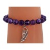 Bracelet violet en perles Millénium avec charm Plume – Lucky Team