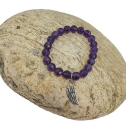 Bracelet violet en perles Millénium avec charm Plume – Lucky Team