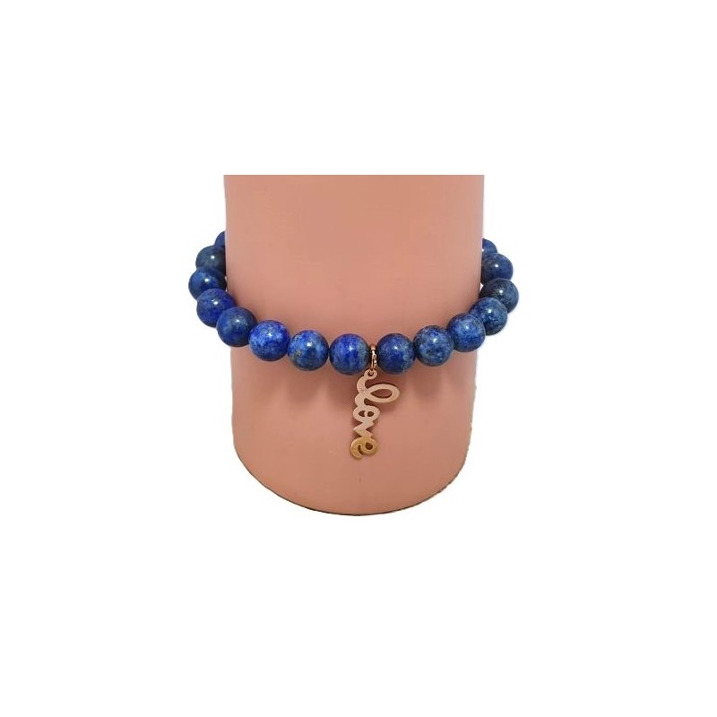 Bracelet bleu en perles Millénium avec charm Love – Lucky Team