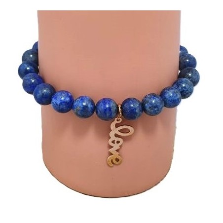 Bracelet bleu en perles Millénium avec charm Love – Lucky Team