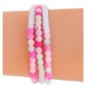 Bracelet 3 tours perles roses et pompon parme – Lucky Team