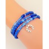 Bracelet 3 tours perles bleues et charm Fer à cheval – Lucky Team