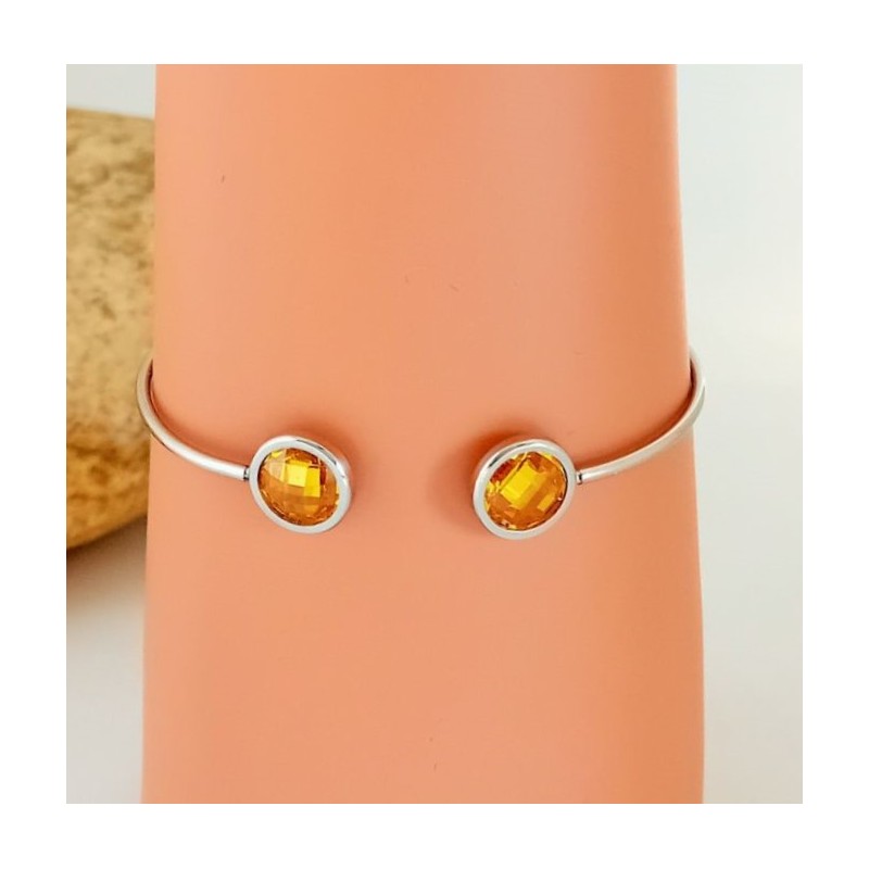 Bracelet jonc avec pierres couleur ambre