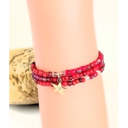 Bracelet de perles 3 tours charm étoile dorée – Lucky Team