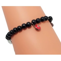 Bracelet de perles noires et  charms œil chance – Brin  d ’Amour