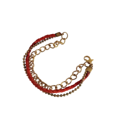 Bracelet cordon rouge tressé et chaîne  – Affari AB