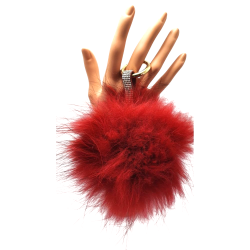 Porte-clefs pompon rouge en...