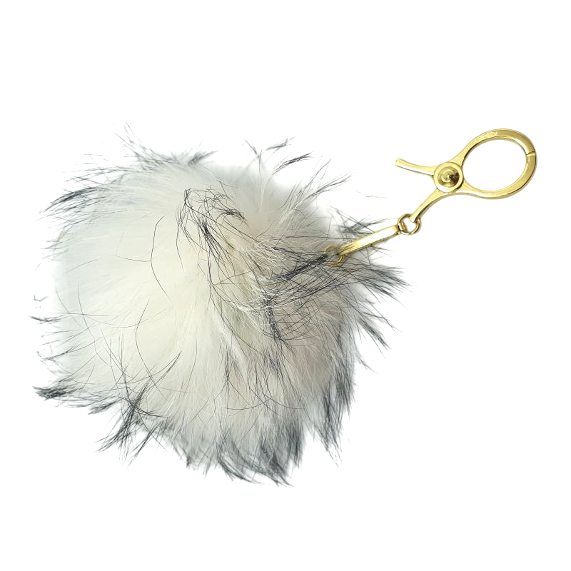 Porte-clefs pompon Blanc en fourrure