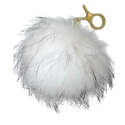 Porte-clefs pompon Blanc en fourrure