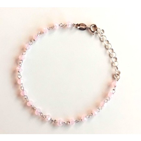 Bracelet de perles roses argent sterling