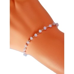 Bracelet de perles roses argent sterling