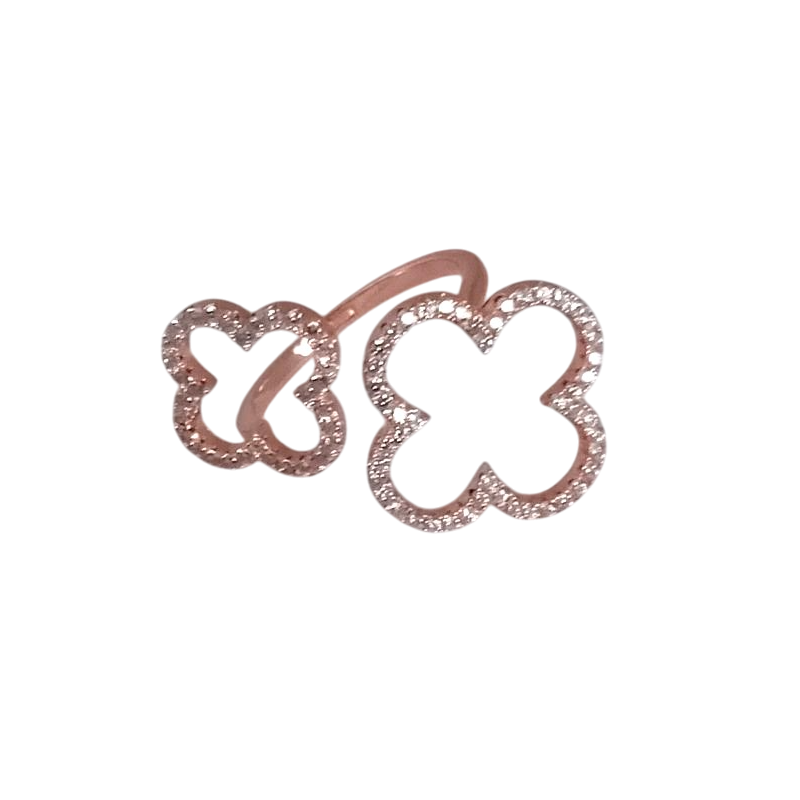 Bague deux trèfles Argent 925 rose