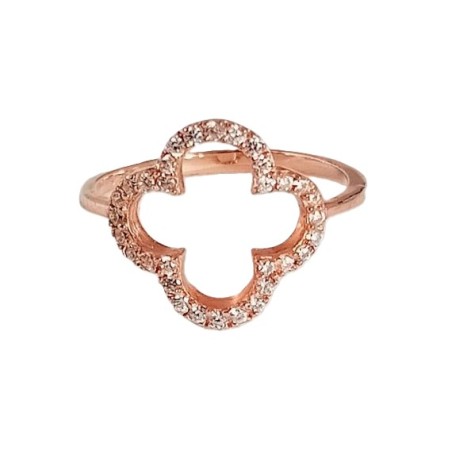 Bague trèfle argent 925 rose