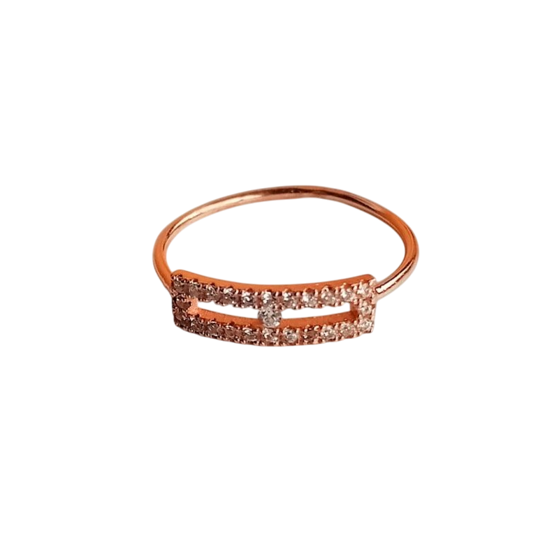 Bague rectangle serti argent 925 doré