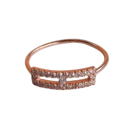 Bague rectangle serti argent 925 doré