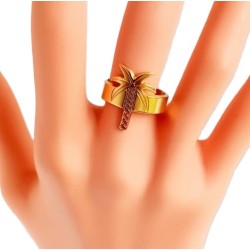 Bague palmier métal doré – Bijoux Léone