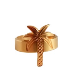 Bague palmier métal doré – Bijoux Léone