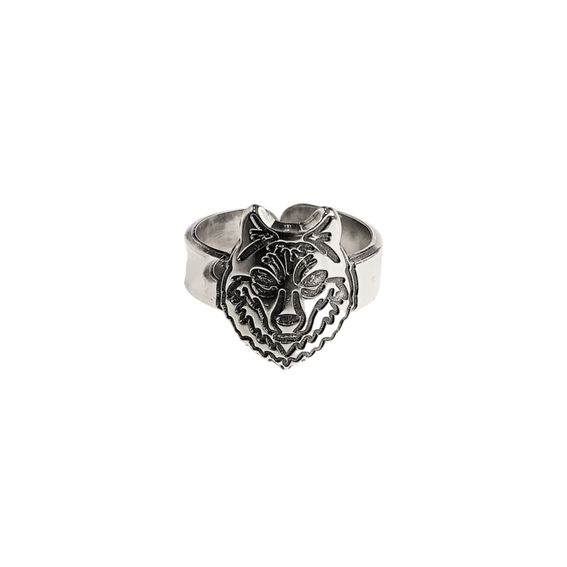 Bague tête de Lion argenté - bijoux Léone