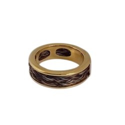 Bague homme acier doré et crin de cheval marron