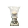 Photophore en verre sur pied vintage vert