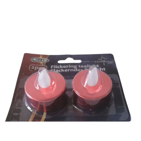 2 bougies chauffe-plat rouge à LED vacillantes