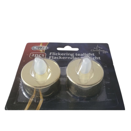 2 bougies chauffe-plat dorè à LED vacillantes