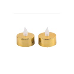 2 bougies chauffe-plat dorè à LED vacillantes