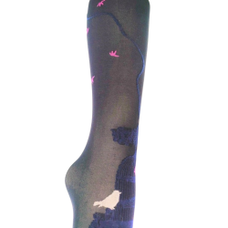 Collant noir oiseaux roses et gris– Berthe aux grands pieds