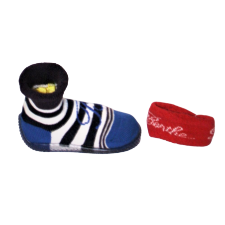 Berth shoes chaussons enfant à rayures bleues/blanches- Berthe Aux Grands Pieds
