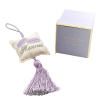 Coussin Macaron à parfumer avec pompon violet – Atelier Catherine Masson