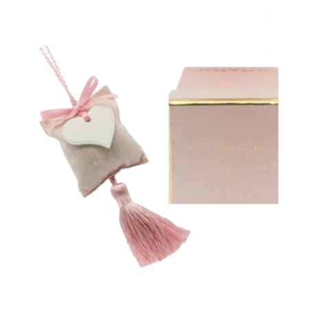Coussin à Parfumer rose avec cœur en plâtre – Atelier Catherine Masson
