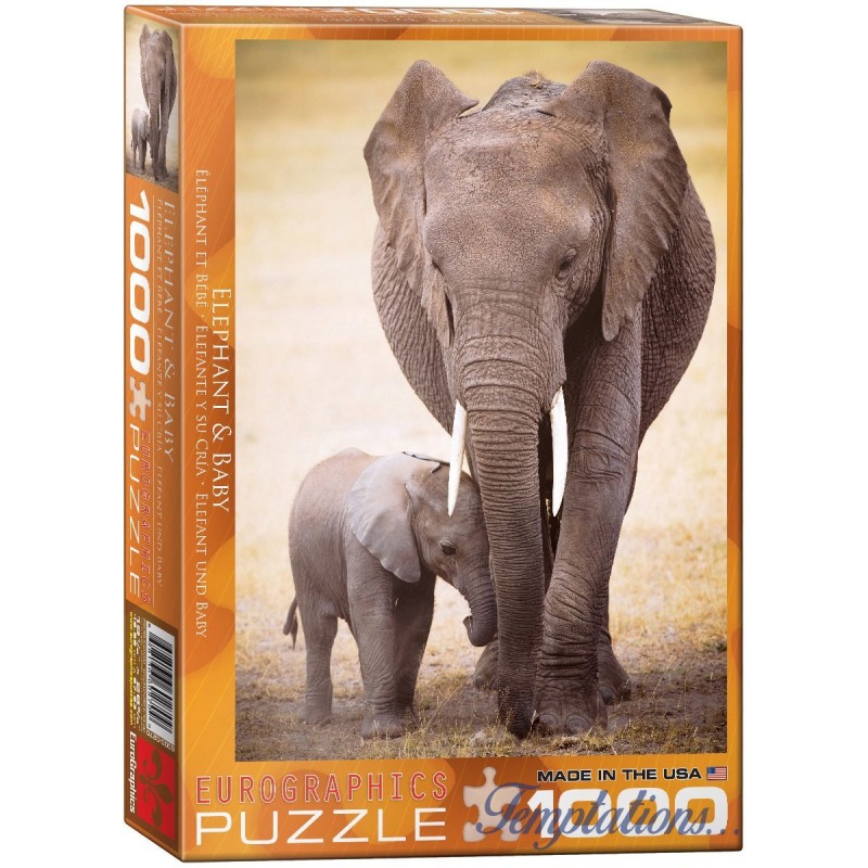 Puzzle 1000 pièces Éléphant et son bébé