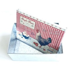 Petite boite en métal déco poules