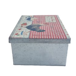 Petite boite en métal déco poules