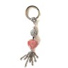 Porte-clés cœur rose et strass argent