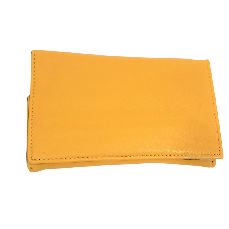 Porte bijoux de voyage en cuir jaune