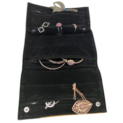 Porte bijoux de voyage en cuir Bleu