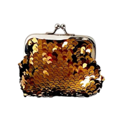 Porte-monnaie sequin noir/or
