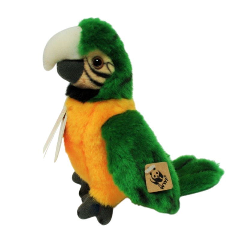 Peluche WWF oiseau tropical vert et jaune -14 cm