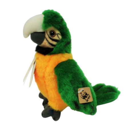Peluche WWF oiseau tropical vert et jaune -14 cm